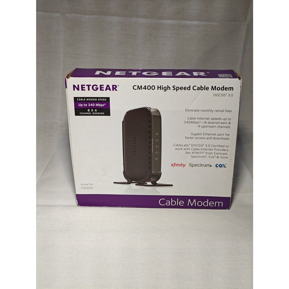 NETGEAR CM400 DOCSIS 3.0 Cable Modem 340 Mbps IPv6 Xfinity Spectrum Cox
